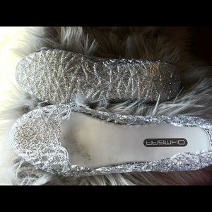 Silver glitter jelly ballet flats